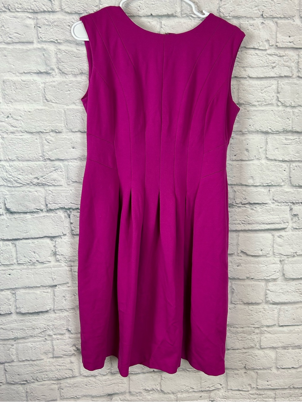 Lauren Ralph Lauren Dress 10 Magenta Pink Fit & Flare Pleated Career